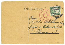 1915 4h Canc. DARESSALAM + ZENSUR PASSIERT In Red On Card To GERMANY. Vvf. - Altri & Non Classificati