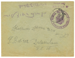 1916 FRANKIERT MIT 7 1/2H + POSTDIREKTOR Violet On Envelope To DARESSALAM. Vf. - Altri & Non Classificati