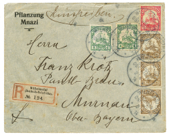 WILHELMSTAL : 1914 2 1/2h(x3) + 4h(x2) + 7 1/2h Canc. WILHEIMSTAL On REGISTERED Envelope From MNAZI To GERMANY. Vvf. - Altri & Non Classificati