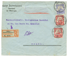 SADANI : 1909 7 1/2h(x2) + 15h Canc. SADANI + REGISTERED Label SAADANI Modified SADANI On REGISTERED Envelope(reduced At - Altri & Non Classificati