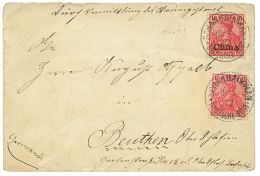 1902 Mixt Franking GERMANY 10pf + GERMAN CHINA 10pf Canc. SCHANHAIKWAN On Envelope To GERMANY. Scarce. Vf. - Phone Tickets