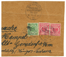 VORLAUFER : 1899 5pf + 10pf(x2) Canc. MARINE SCHIFFSPOST N°40 On Part Of PARCEL To GERMANY. Scarce. Vf. - Phone Tickets