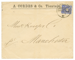 VORLAUFER : 1889 20pf(v42) Canc. SHANGHAI On Commercial Envelope From TIENTSIN To ENGLAND. Vvf. - Phone Tickets