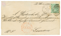1873 ENGLAND 1 Shilling Canc. C51 + ST THOMAS PAID On Envelope To LONDON. Vvf. - Malesia