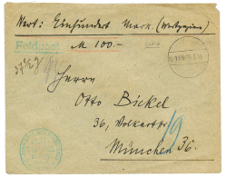 SOPHIA - GERMAN Mission : 1918 Military CHARGE Envelope (1000 Mark) + FELDPOST From SOPHIA To GERMANY. Scarce. Vf. - Usati
