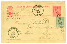 1894 P./Stat 10c + 5c Canc. BELGIAN Cachet + "PAQUEBOT" To BELGIUM. Very Light Crease. RARE. Vvf. - Libia