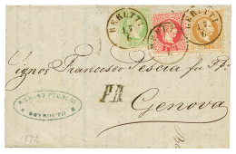 BEYROUTH SYRIA : 1872 3s + 5s + 15s Canc. BERUTTI On Entire Letter To ITALY. Vf. - Cartoline 1871-1909