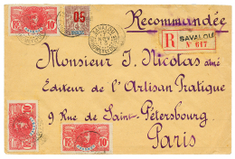 1913 05 S/ 4c + 10c(x3) Obl. SAVALOU Sur Env. RECOMMANDEE Pour PARIS. TB. - Telecom