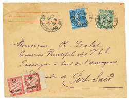 1925 FRANCE 5c BLANC ° 25c SEMEUSE Sur Env. Pour PORT-SAID Taxée Avec Paire Du 10 M S/ 30c Obl. PORT-SAID. RA - Uganda (1962-...)