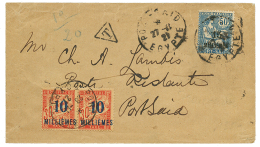 1921 15 M S/ 50c Obl. PORT-SAID 27.11.21 Sur Enveloppe Taxée Avec TAXE 10m S/ 30c(n°7)x2 Obl. PORT-SAID 28.11 - Uganda (1962-...)