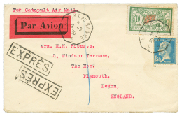 1930 10F MERSON + 1F50 PASTEUR Obl. NEW-YORK AU HAVRE + "CATAPULT AIR MAIL" + EXPRESS Sur Enveloppe PAR AVION Pour L' AN - Other & Unclassified