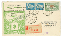 1929 10F MERSON + 1F50 PASTEUR(x2) Obl. LE HAVRE A NEW YORK Sur Env. RECOM. Pour Les USA. TTB. - Other & Unclassified