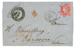 1872 80c CERES Sur Lettre De PARIS Pour VARSOVIE POLOGNE. Recto, Cachet Taxe Rare "WFR. 1/2" En Rouge. Arrivée Au - Saint Pe De Bigorre