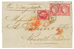 1872 80c EMPIRE(n°32) + 80c CERES(n°57)x2 Sur Lettre De PARIS Pour La NLLE ORLEANS(USA). TB. - Saint Pe De Bigorre