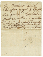 1813 Cachet De Censure "EX JM" Au Verso D'une Lettre D'un Prisonnier FRANCAIS (capturé Sur Le Navire REGOUIE) Dat - Country & Folk