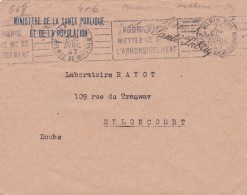 FRANCE   1947 LETTRE DE PARIS EN FRANCHISE - Frankobriefe