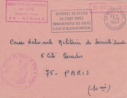 FRANCE   1967 LTTRE DE RENNES EN FRANCHISE - Lettres Civiles En Franchise