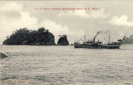 São Tomé, O Vapor Costeiro Saindo Da Baia De S MIGUEL, 2 Scans - São Tomé Und Príncipe