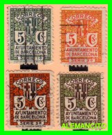 ESPAÑA  ( EUROPA )  4 SELLOS SERIE 1ª A La  4ª  AYUNTAMIENTO DE BARCELONA  Año 1932-35 - Barcelona