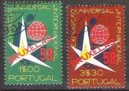 Portugal 1958: Michel-No. 862-863 Mit O Der CTT-Lisboa  "EXPO 1958 Bruxelles" - 1958 – Bruselas (Bélgica)