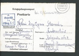 1942. POSTKARTE . GERMAN PRISON FOR POLISH OFFICERS  OFLAG  X C ( LUBEKA ) - Gefängnislager