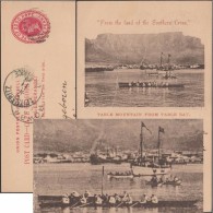 Cap De Bonne Espérance 1899. Entier Touristique Officiel. Table Mountain From Table Bay. Barques, Voilier, Canoë - Canoa