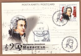 AC - TURKEY POSTAL STATIONARY - 250th ANNIVERSARY OF THE BIRTHDAY OF WOLFGANG AMADEUS MOZART  ANKARA 01 AUGUST 2006 - Ganzsachen