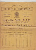 BRUXELLES - CYRILLE SOLVAY- FACTURE COURROIES TRANSMISSION - 1899 - Straßenhandel Und Kleingewerbe