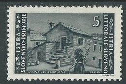 1945 OCC JUGOSLAVA ISTRIA EMISSIONE BILINGUE 5 LIRE MH * - M55-8 - Occup. Iugoslava: Istria