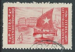 1946 OCC JUGOSLAVA ISTRIA USATO EMISSIONE BILINGUE 4 LIRE - M56-7-4 - Occup. Iugoslava: Istria