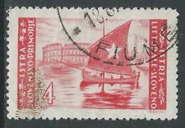 1946 OCC JUGOSLAVA ISTRIA USATO EMISSIONE BILINGUE 4 LIRE - M56-7-7 - Jugoslawische Bes.: Istrien