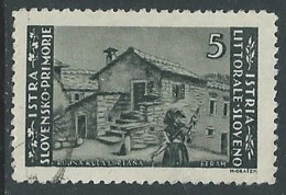 1946 OCC JUGOSLAVA ISTRIA USATO EMISSIONE BILINGUE 5 LIRE - M56-7 - Joegoslavische Bez.: Istrië