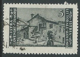 1946 OCC JUGOSLAVA ISTRIA USATO EMISSIONE BILINGUE 5 LIRE - M56-7-4 - Yugoslavian Occ.: Istria