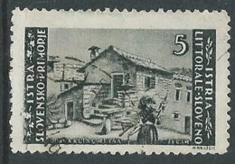 1946 OCC JUGOSLAVA ISTRIA USATO EMISSIONE BILINGUE 5 LIRE - M56-7-5 - Joegoslavische Bez.: Istrië