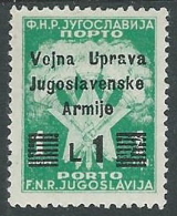 1947 OCC JUGOSLAVA LITORALE SLOVENO SEGNATASSE 1 LIRA MH * - M59-2 - Yugoslavian Occ.: Slovenian Shore