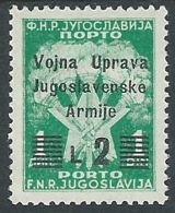 1947 OCC JUGOSLAVA LITORALE SLOVENO SEGNATASSE 2 LIRE MH * - M59-2 - Occ. Yougoslave: Littoral Slovène