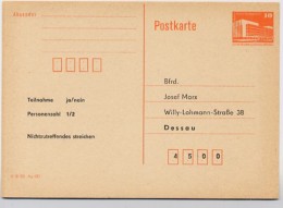 DDR P86II Postkarte PRIVATER ZUDRUCK Marx Dessau 1988 - Privé Postkaarten - Ongebruikt