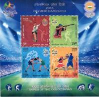 Miniature Sheet Of Olympic Games Rio 2016, Shooting,Boxng, Badminton,Wrestling, MNH,Set Of 4 - Shooting (Weapons)