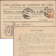 Suisse 1911. Entier Postal Timbré Sur Commande. Texte En Romanche. Union Pour L'aide Aux Orphelins Des Grisons - Otros & Sin Clasificación