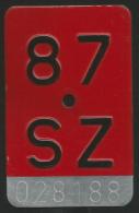 Velonummer Schwyz SZ 87 - Kennzeichen & Nummernschilder