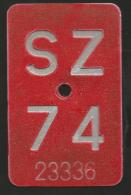 Velonummer Schwyz SZ 74 - Number Plates