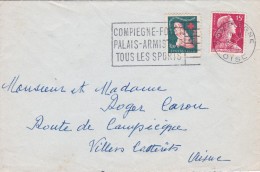 FRANCE  1957 LETTRE DE COMPIEGNE - 1955-1961 Marianne (Muller)