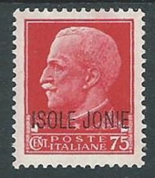 1941 ISOLE JONIE EFFIGIE 75 CENT MH * - M25-9 - Ionische Inseln