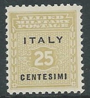 1943 OCCUPAZIONE ANGLO AMERICANA SICILIA 25 CENT MNH ** - M29-3 - Occup. Anglo-americana: Sicilia