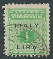 1943 OCCUPAZIONE ANGLO AMERICANA SICILIA USATO 1 LIRA - M29-7 - Anglo-american Occ.: Sicily