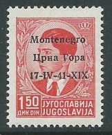 1941 MONTENEGRO 1,50 D VARIETà 17-IV-41-X1X MNH ** - M61-2 - Montenegro