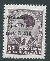 1941 MONTENEGRO 5,50 D VARIETà 17-1V-41-XIX MNH ** - M61-9 - Montenegro