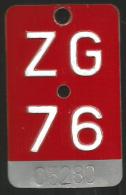 Velonummer Zug ZG 76 - Nummerplaten