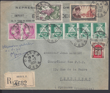 ALGERIE - 1951 - BEL AFFRANCHISSEMENT VARIE SUR ENVELOPPE RECOMMANDE A DESTINATION DE PERPIGNAN - FR - - Covers & Documents