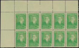 1949-159 CUBA REPUBLICA (LG-808) 1949 RETIRO DE COMUNICACIONES. ISMAEL CESPEDES BLOCK 10. MNH. PLATE NUMBER. - Ungebraucht